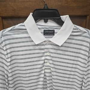 Chase 54 Men's Striped Polo Shirt - White and Black